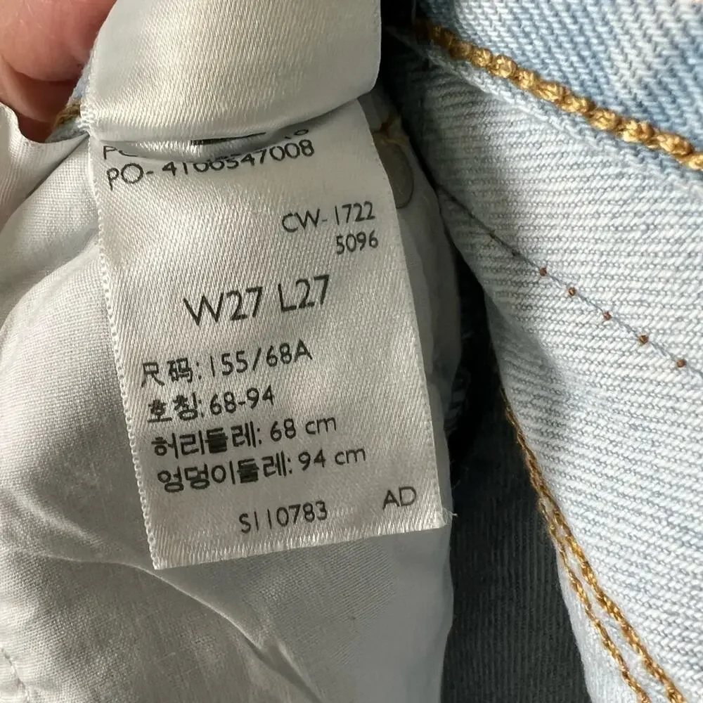 Levi’s Ribcage High Rise Distressed Straight Ankle Blue Jeans Ojai Shore 27